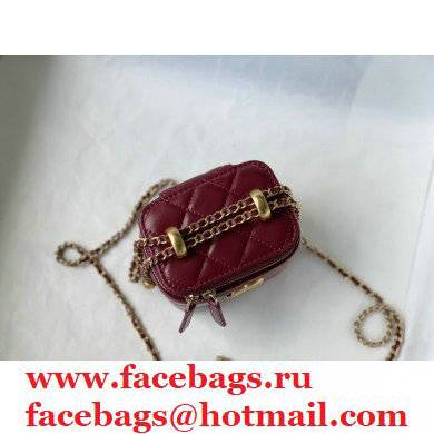 chanel Calfskin  &  Gold-Tone Metal BURGUNDY SMALL VANITY WITH CHAIN ap2292